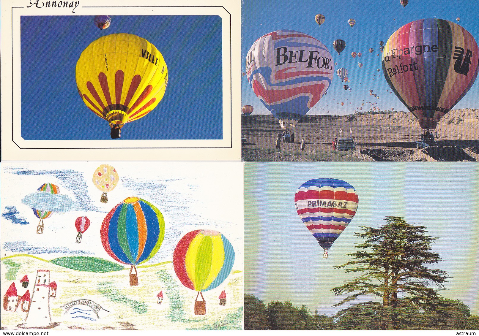 joli lot de 94 cp dont 3 photos-thematique uniquement sur les montgolfieres / ballons-certaines en tirage tres limitées