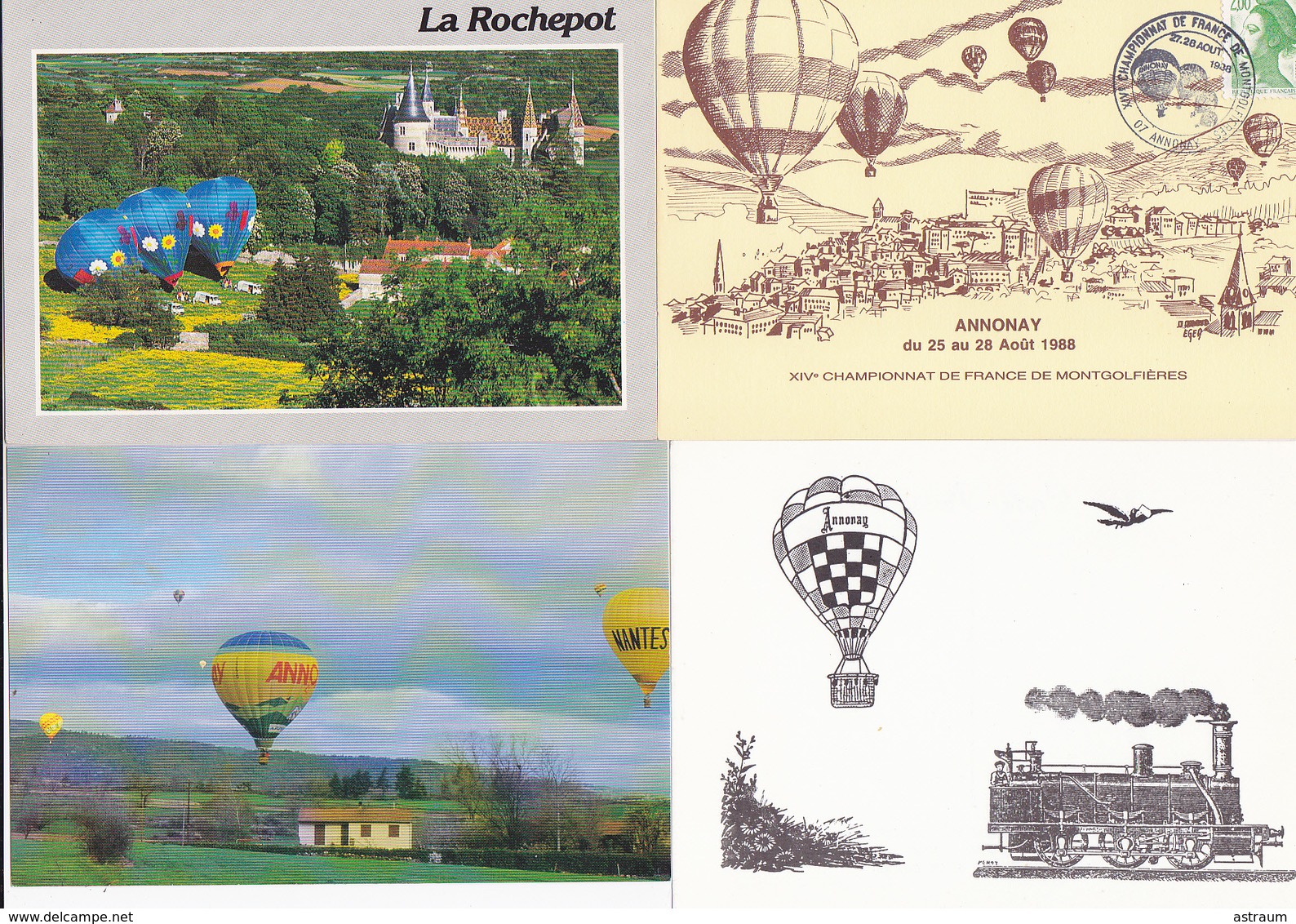 joli lot de 94 cp dont 3 photos-thematique uniquement sur les montgolfieres / ballons-certaines en tirage tres limitées