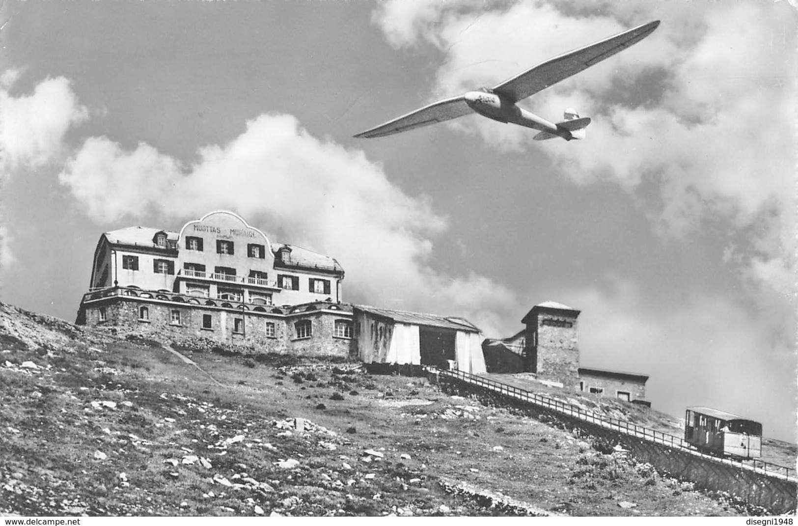 07785 "MOUTTAS MURAGL KULM HOTEL MIT SEGELFLIEGER " ALIANTE. CART. ORIG. SPED. 1956 - Altri & Non Classificati