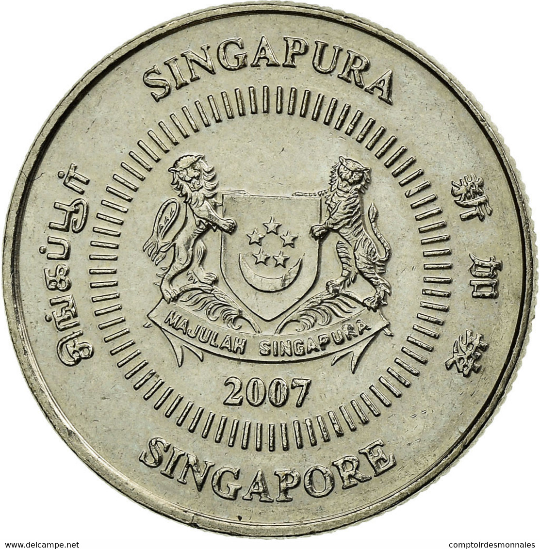 Monnaie, Singapour, 10 Cents, 2007, Singapore Mint, TTB+, Copper-nickel, KM:100 - Singapur