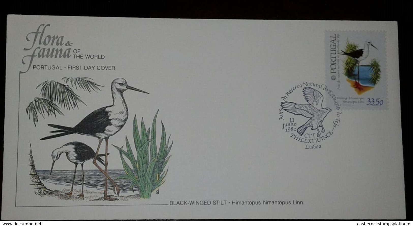 O) 1982 PORTUGAL PHILEXFRANCE 1982-STAMP EXHIBITION-BIRD BLACK WINGED STILT, FDC XF - FDC