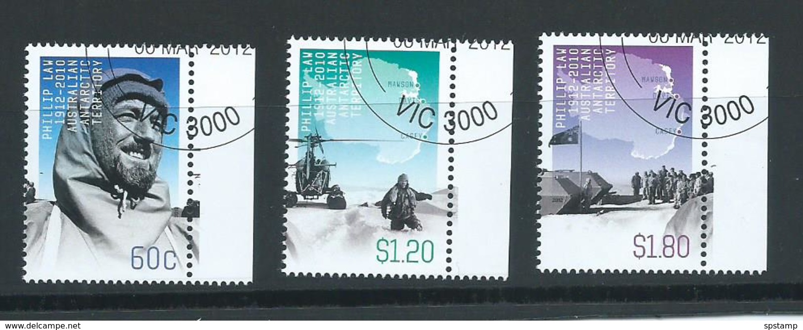 Australian Antarctic Territory 2012 Phillip Law Memorial Set 3 VFU CTO Melbourne Cds - Used Stamps