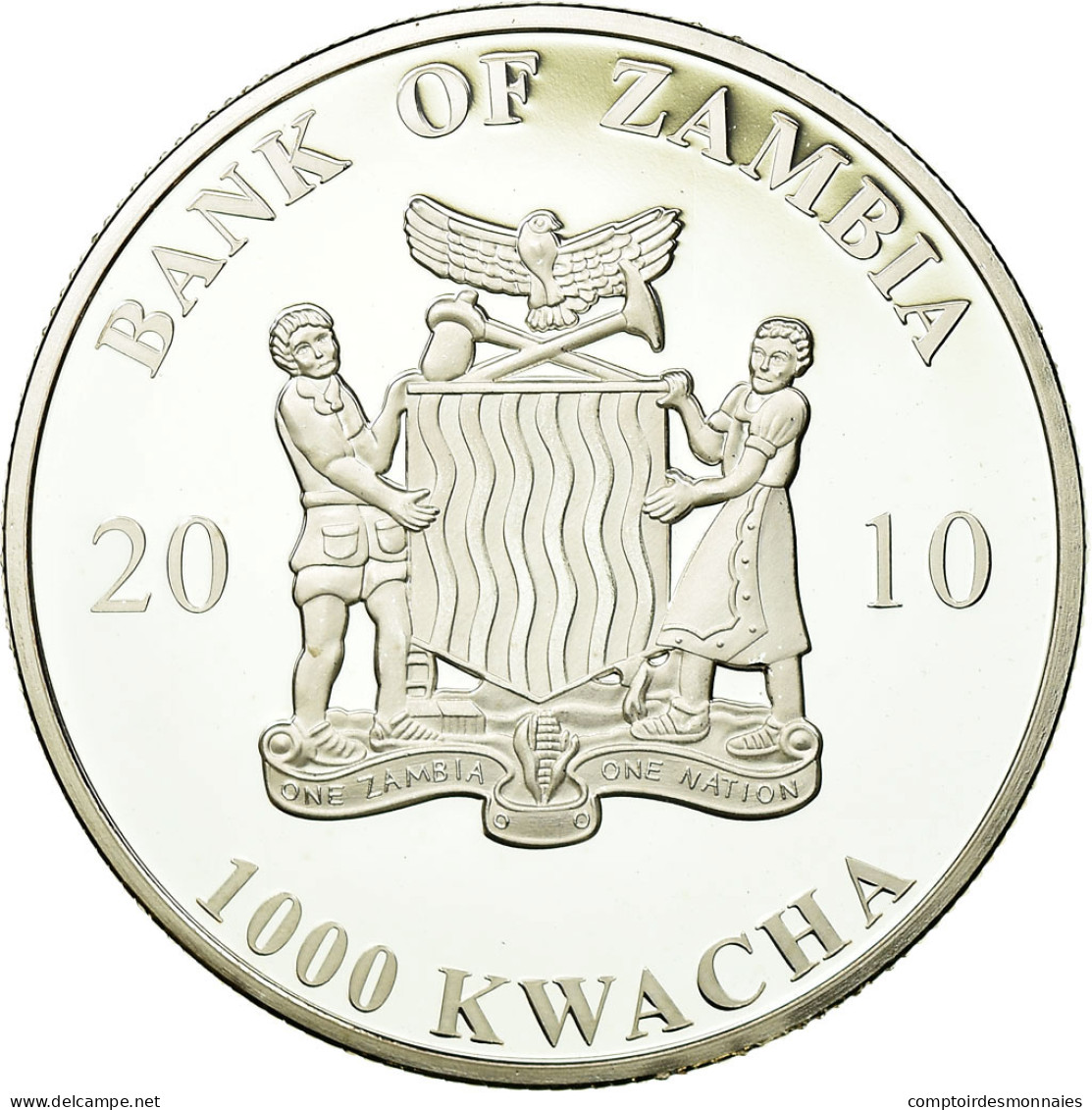 Monnaie, Zambie, 1000 Kwacha, 2010, British Royal Mint, FDC, Argent - Zambia