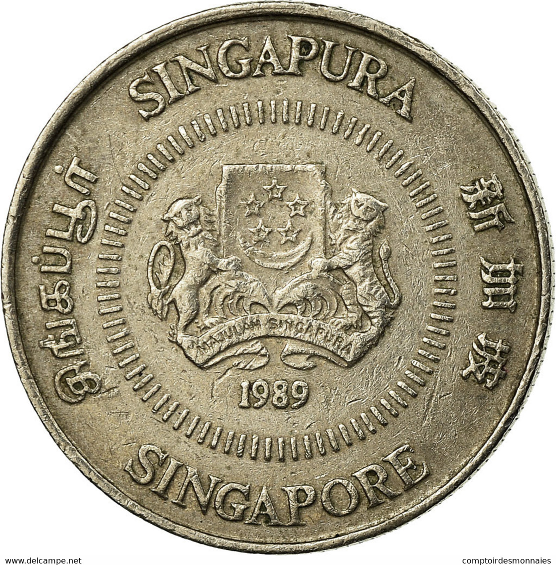 Monnaie, Singapour, 10 Cents, 1989, British Royal Mint, TB+, Copper-nickel - Singapour