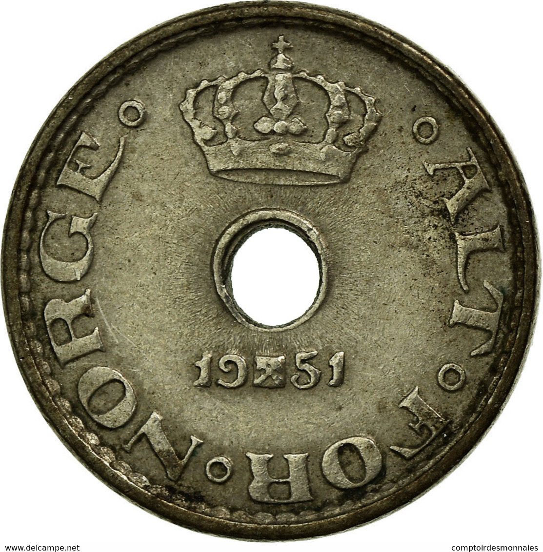 Monnaie, Norvège, Haakon VII, 10 Öre, 1951, TTB, Copper-nickel, KM:383 - Norway