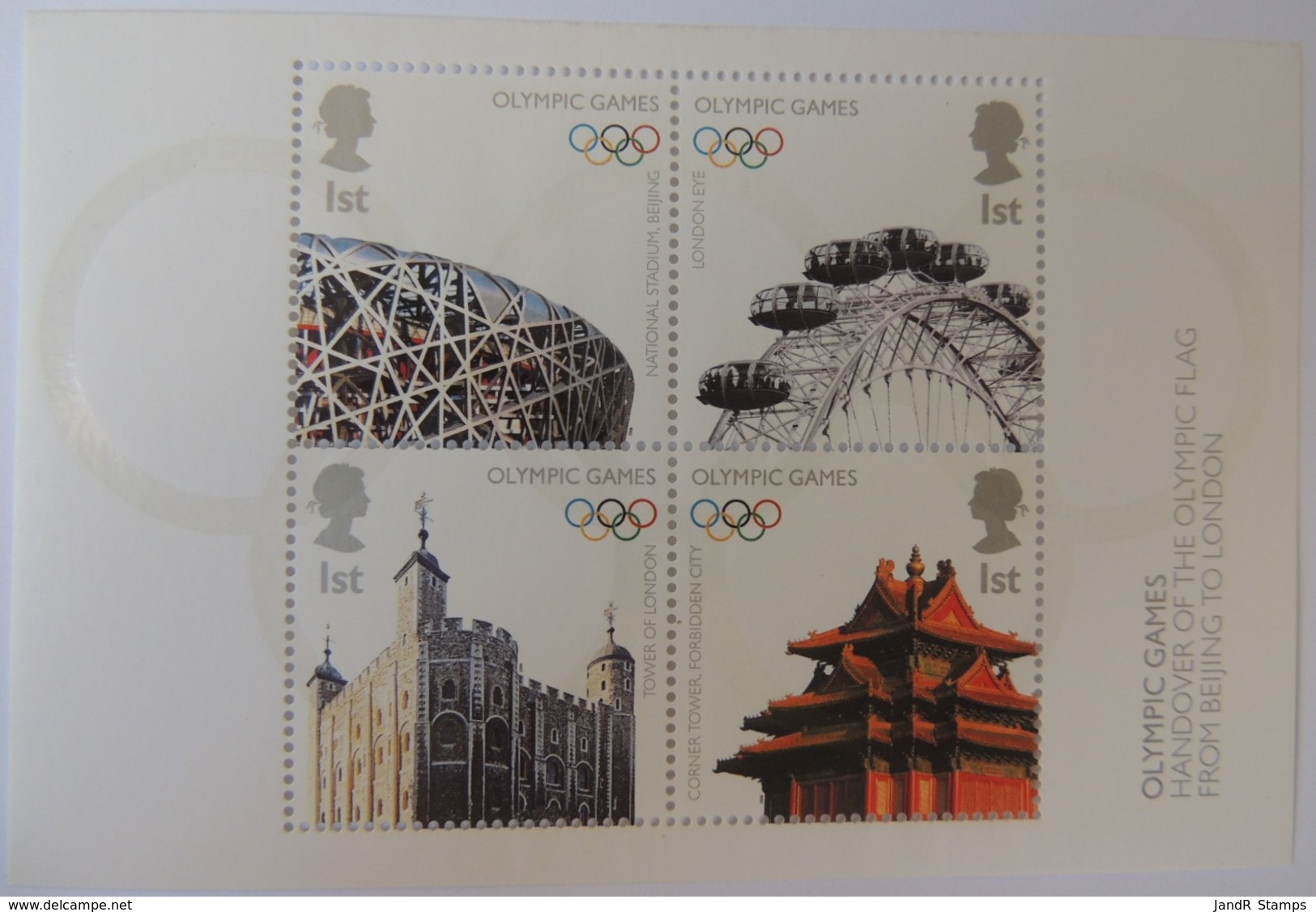 Great Britain 2008 - M/s Olympic Flag Handover U/m Tower Of London Eye - Unused Stamps