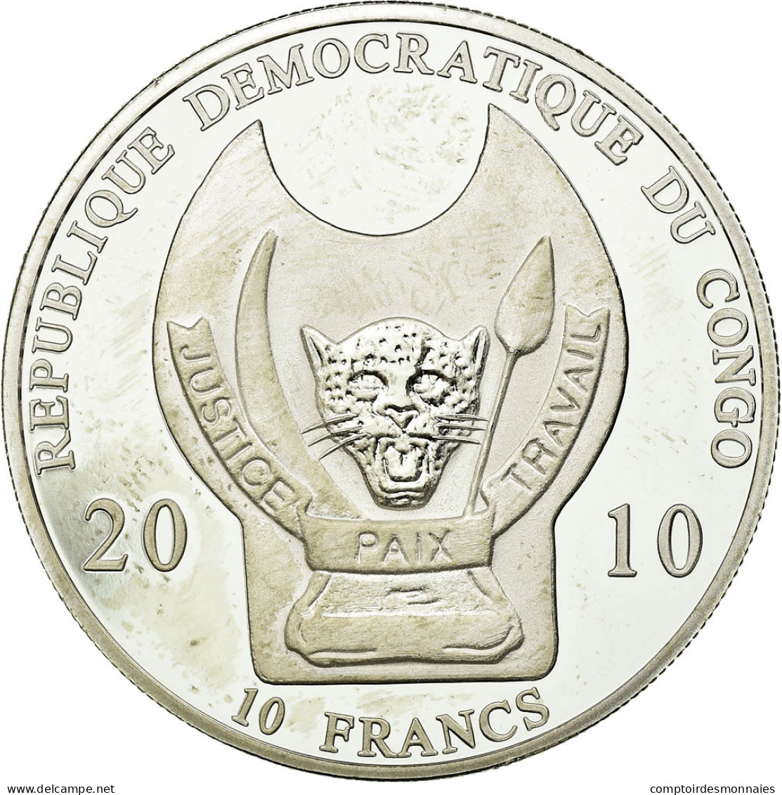 Monnaie, CONGO, DEMOCRATIC REPUBLIC, 10 Francs, 2010, SPL, Silver Plated Copper - Congo (République Démocratique 1998)