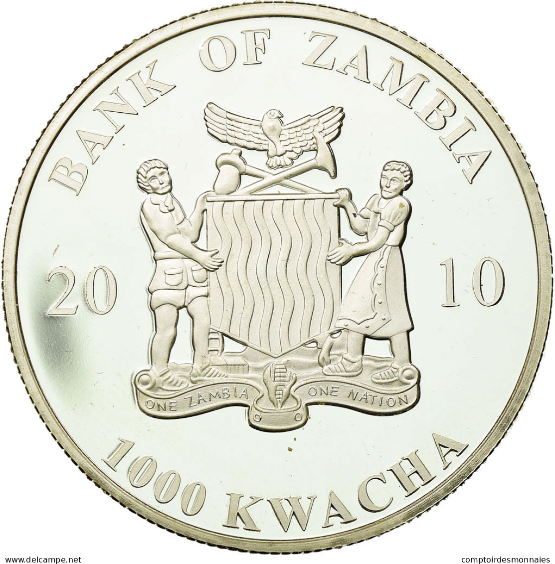 Monnaie, Zambie, 1000 Kwacha, 2010, British Royal Mint, FDC, Argent, KM:200 - Zambie
