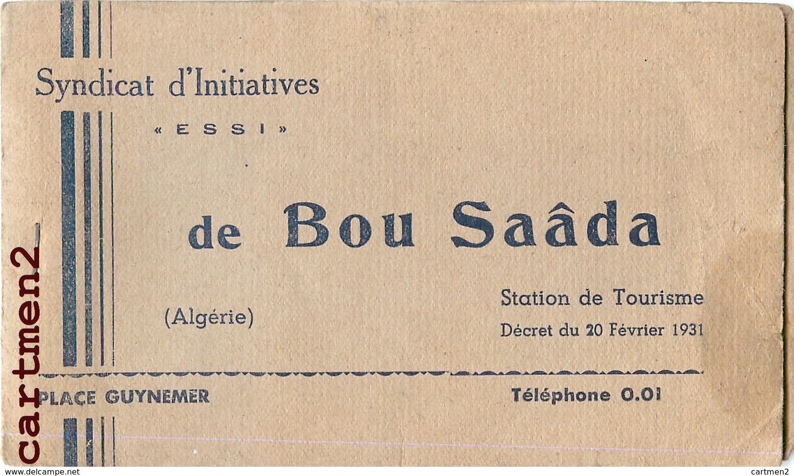 BOU-SAADA CARNET DE 10 VIGNETTES TIMBRES SYNDICAT D'INITIATIVES PHILATELIE - Neufs