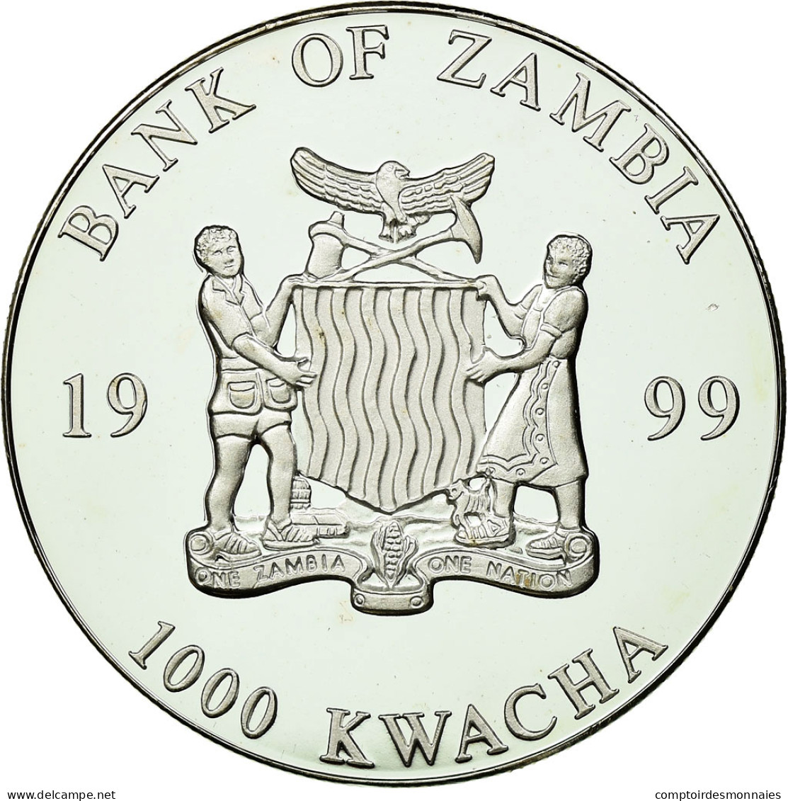 Monnaie, Zambie, 1000 Kwacha, 1999, British Royal Mint, FDC, Silver Plated - Zambia