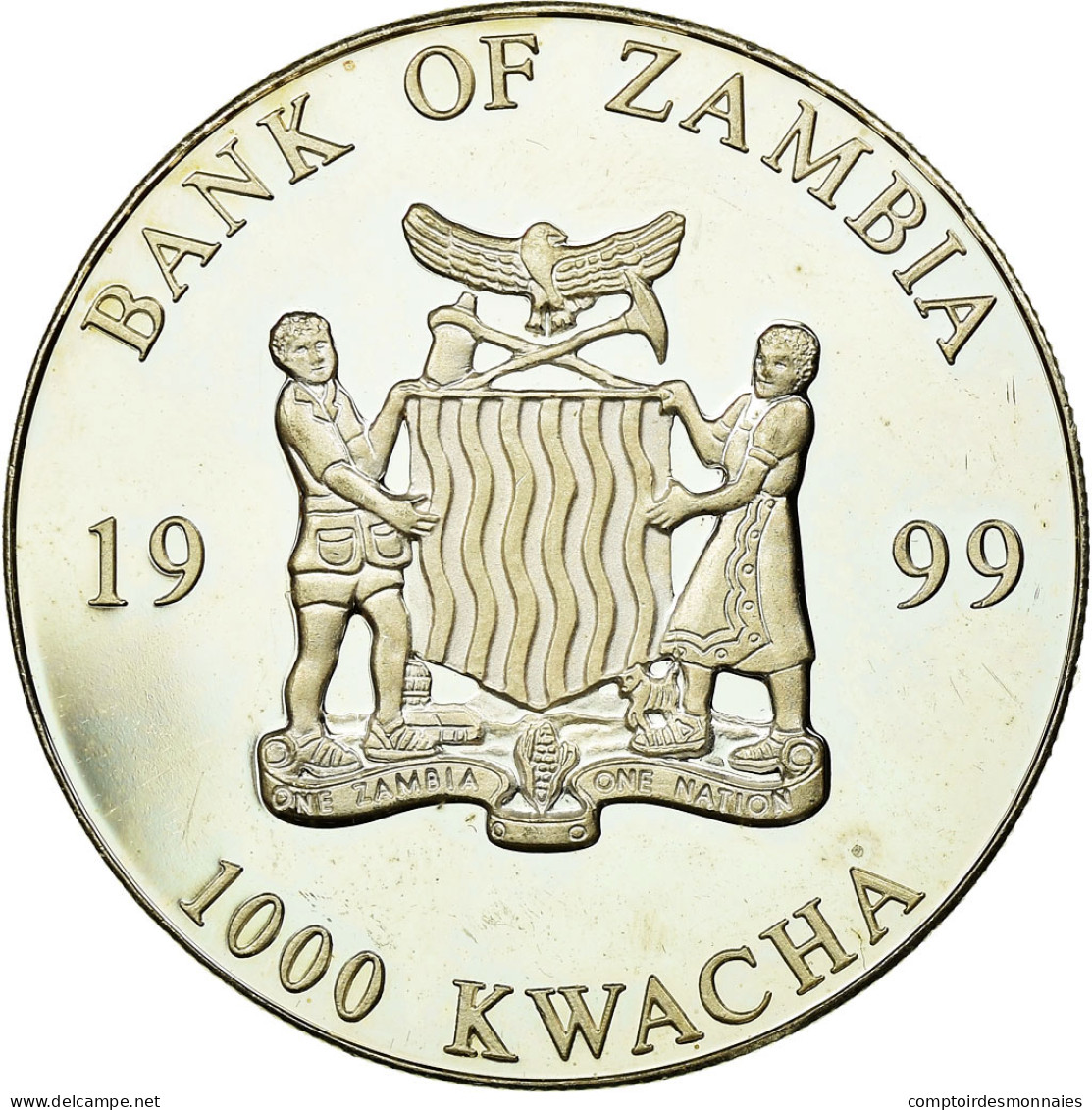 Monnaie, Zambie, 1000 Kwacha, 1999, British Royal Mint, FDC, Silver Plated - Zambia