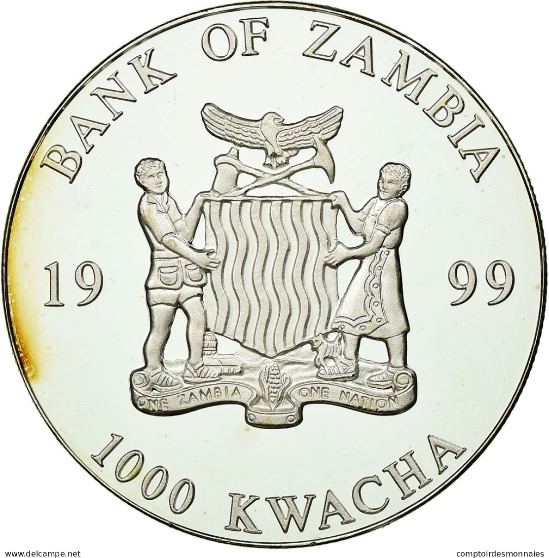 Monnaie, Zambie, 1000 Kwacha, 1999, British Royal Mint, FDC, Silver Plated - Sambia