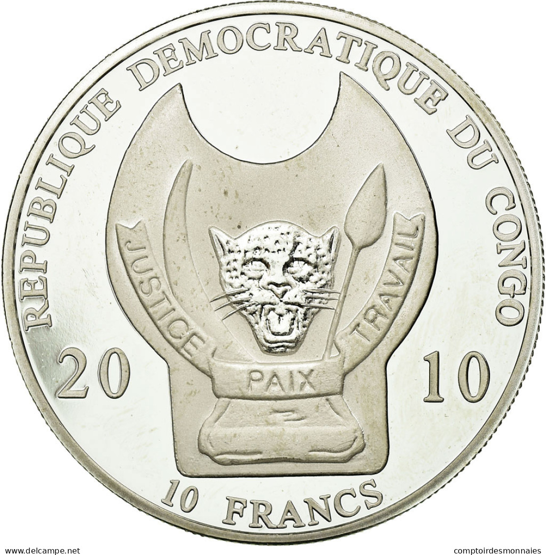 Monnaie, CONGO, DEMOCRATIC REPUBLIC, 10 Francs, 2010, SPL, Silver Plated Copper - Congo (Repubblica Democratica 1998)