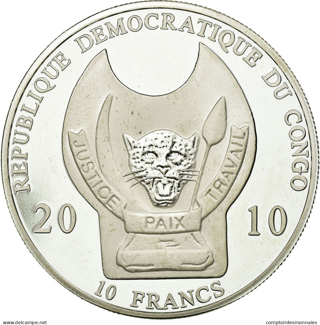 Monnaie, CONGO, DEMOCRATIC REPUBLIC, 10 Francs, 2010, SPL, Silver Plated Copper - Congo (República Democrática 1998)