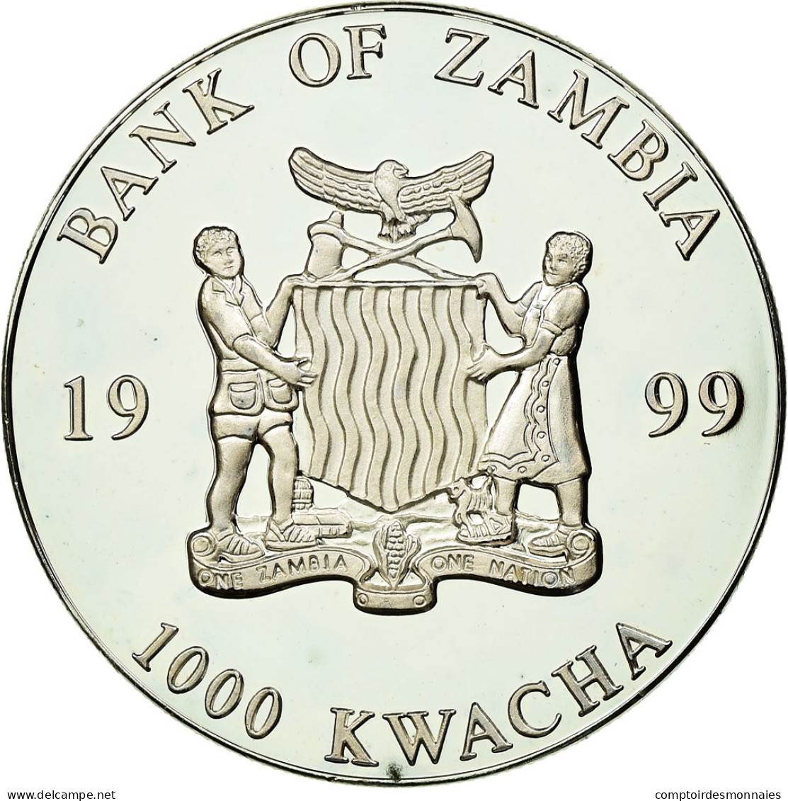 Monnaie, Zambie, 1000 Kwacha, 1999, British Royal Mint, SPL, Silver Plated - Sambia