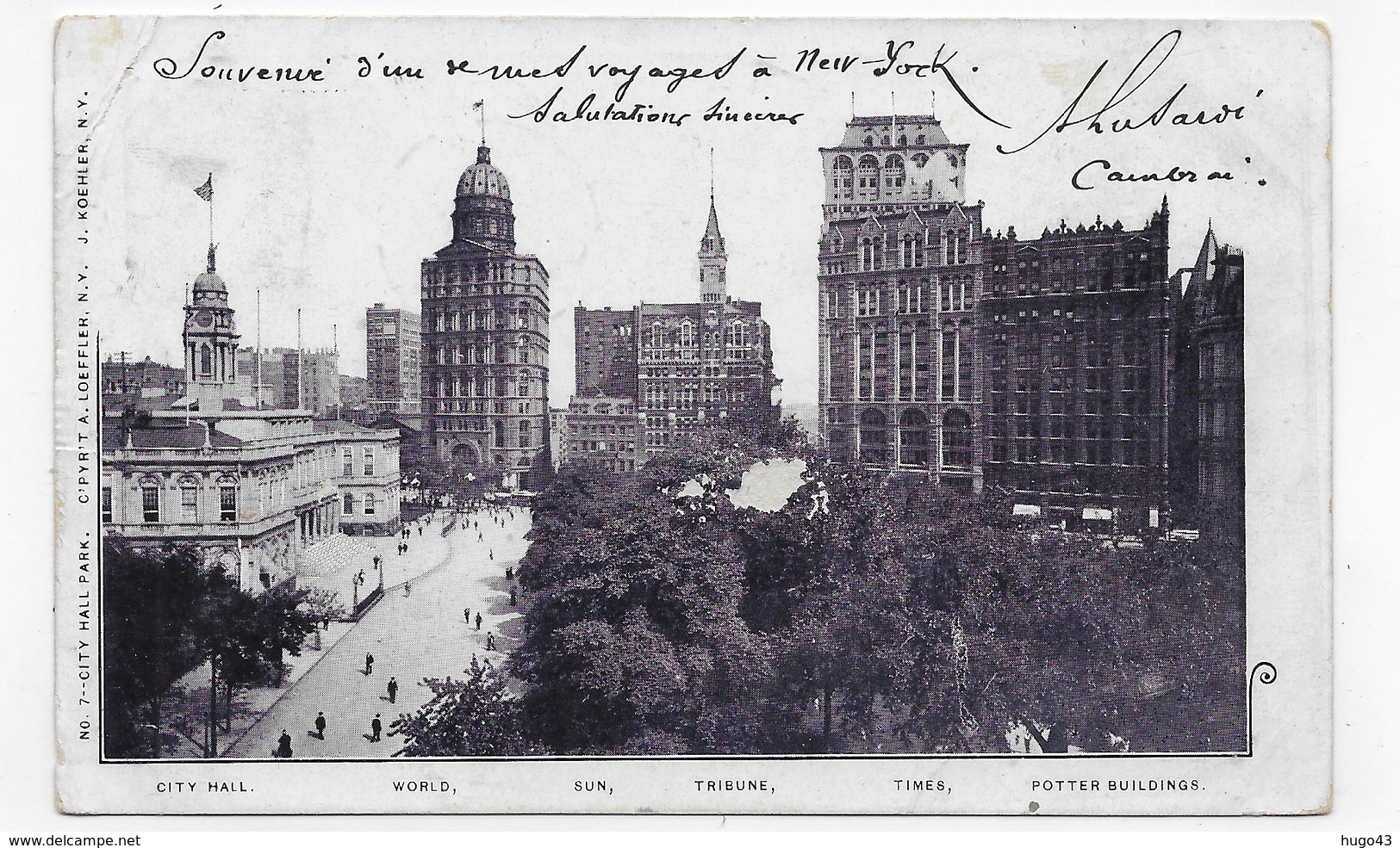 (RECTO / VERSO) NEW YORK EN 1902 - CITY HALL - PORTTER BUILDINGS - PLI ANGLE HAUT A GAUCHE - CPA PRECURSEUR - Autres & Non Classés
