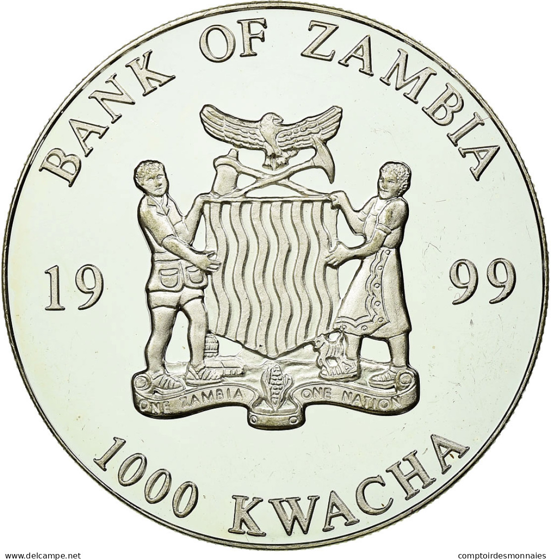 Monnaie, Zambie, 1000 Kwacha, 1999, British Royal Mint, FDC, Silver Plated - Zambia