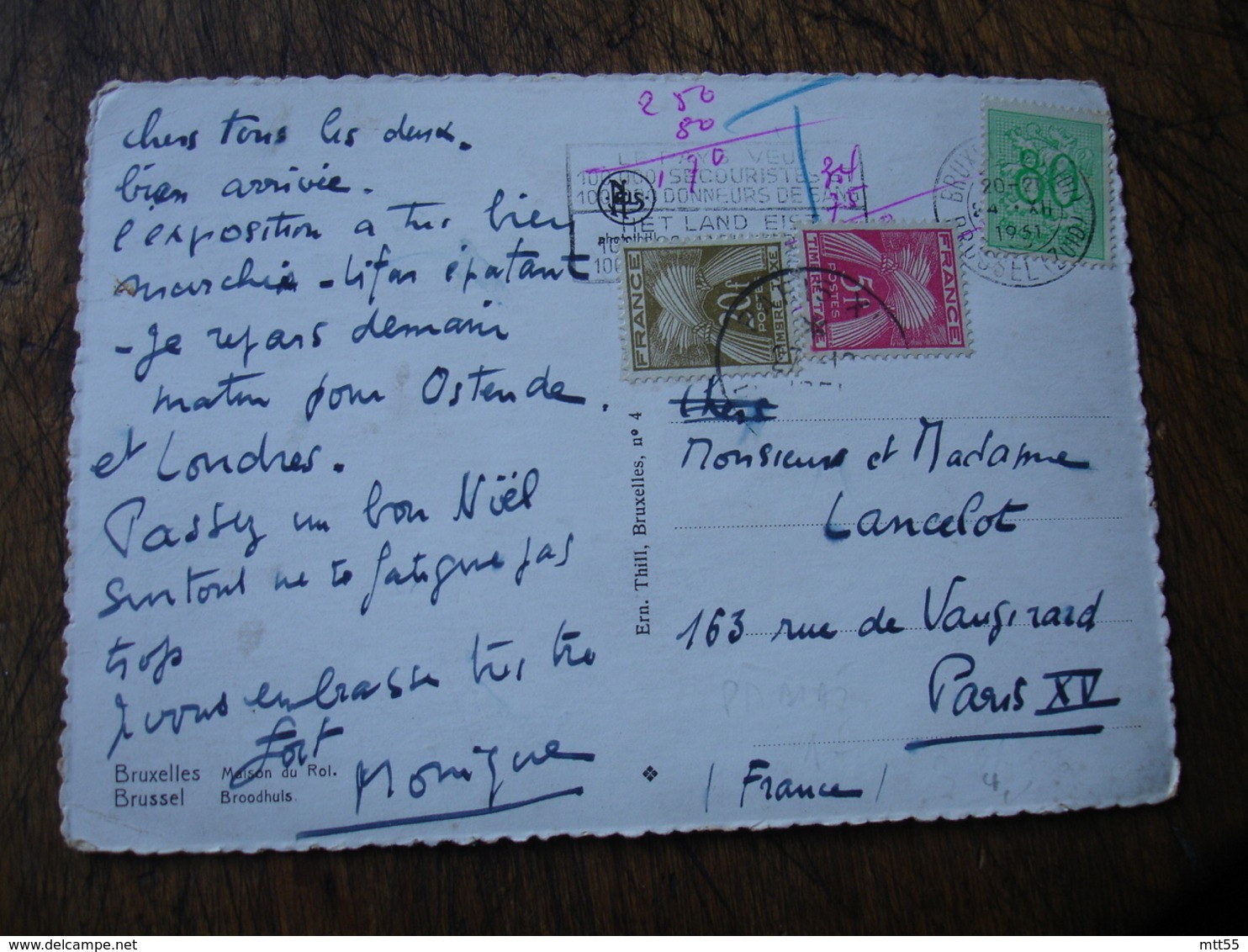 Lettre Taxee 2 Timbre Taxe  30 F  Et 5 F Gerbe Gerbes - 1859-1959 Lettres & Documents