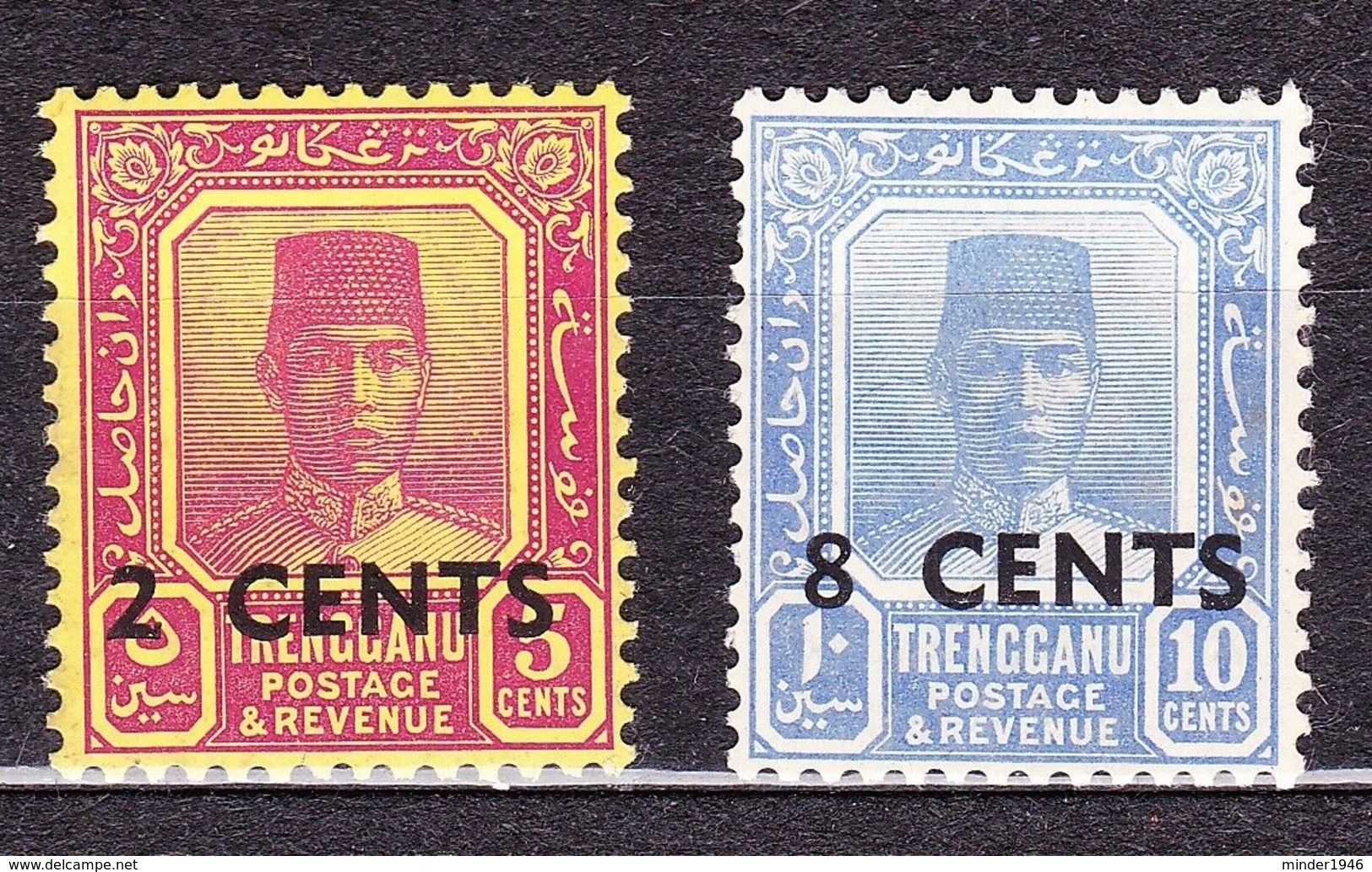 MALAYSIA TRENGGANU 1941 2c On 5c & 8c On 10c SG59/60 MH - Trengganu