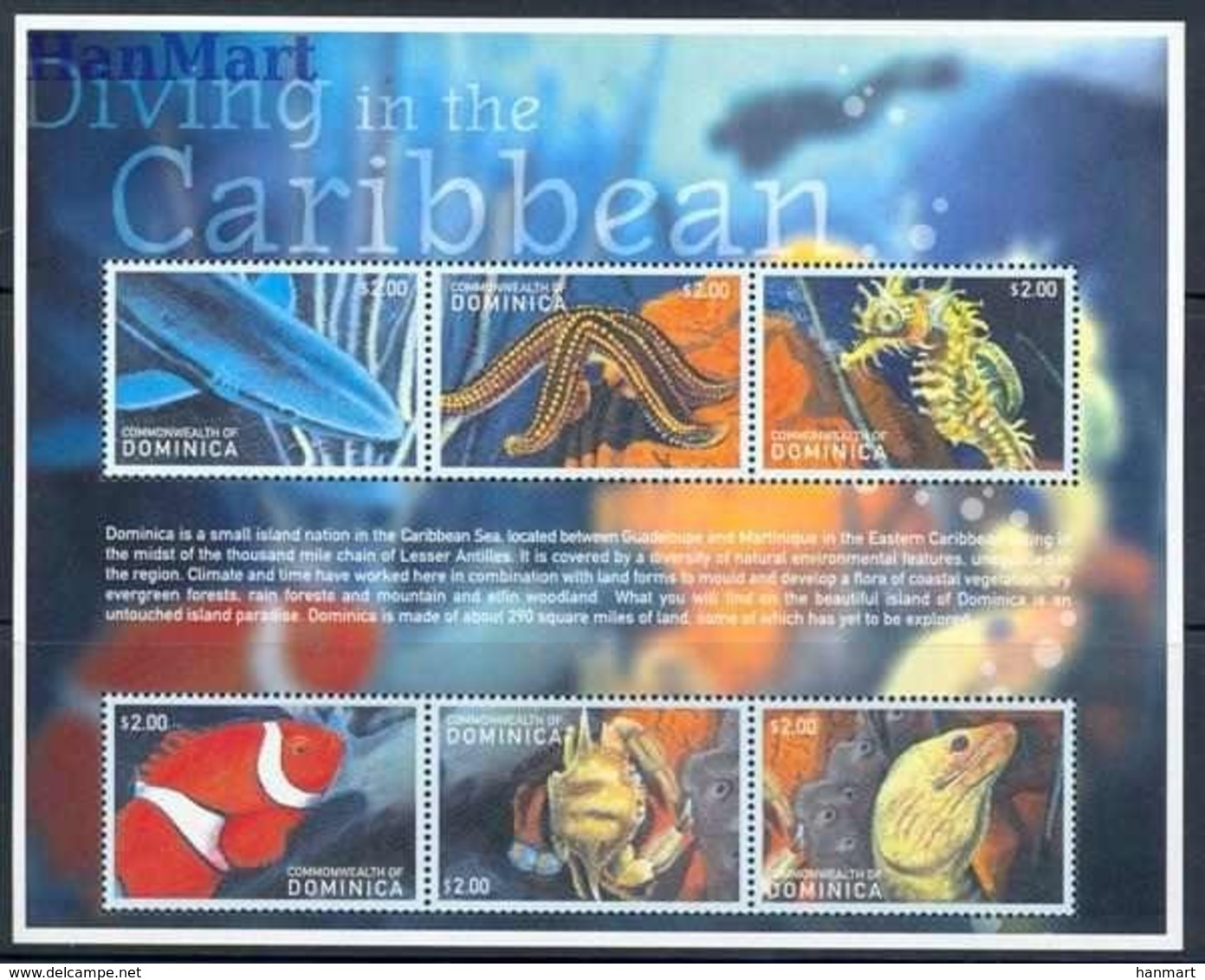 Dominica 2001 Mi 3115-3120 MNH ( ZS2 DMNark3115-3120dav37A ) - Peces