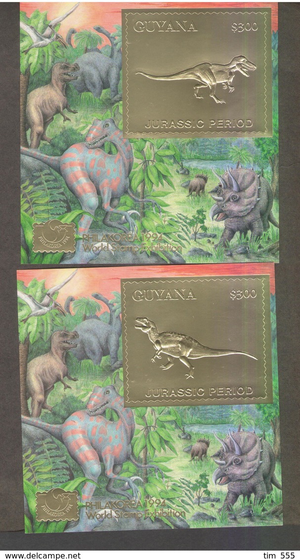 Guyana 1994 Prehistorics Dinosaurs   Gold - Preistorici