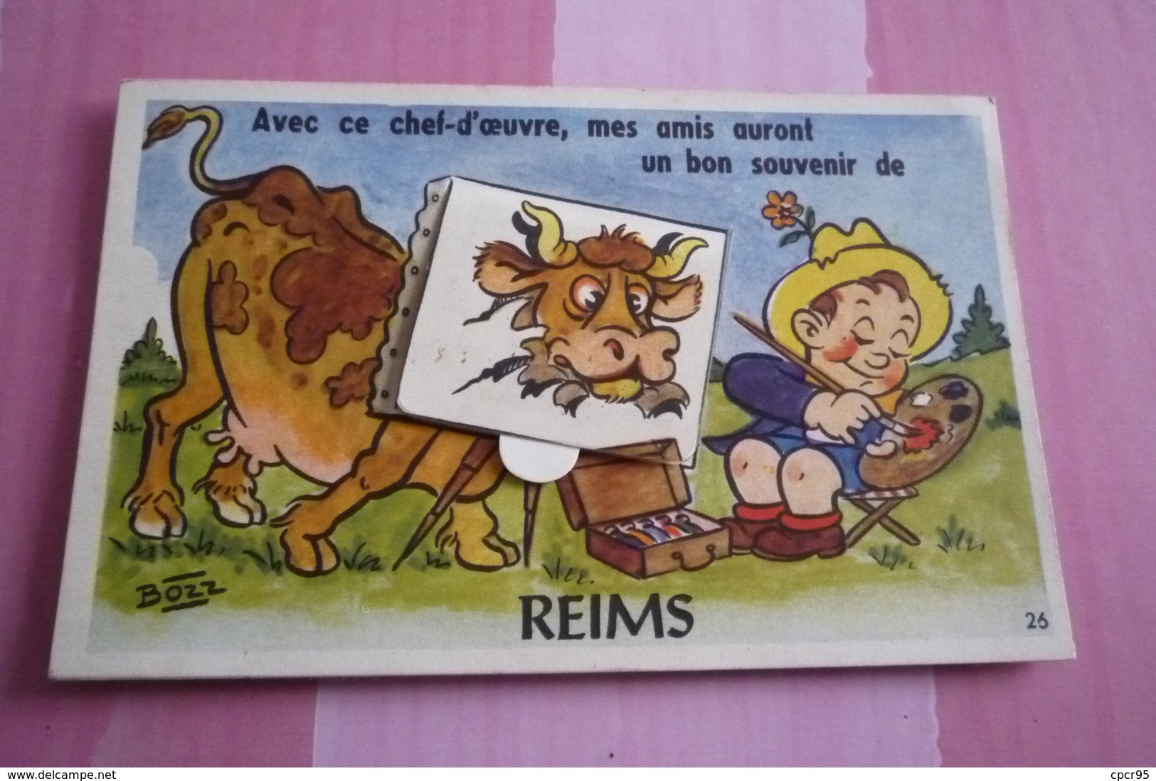 51 . N°100507 . Reims . Carte A Systemes .peintre Et Vache - Reims