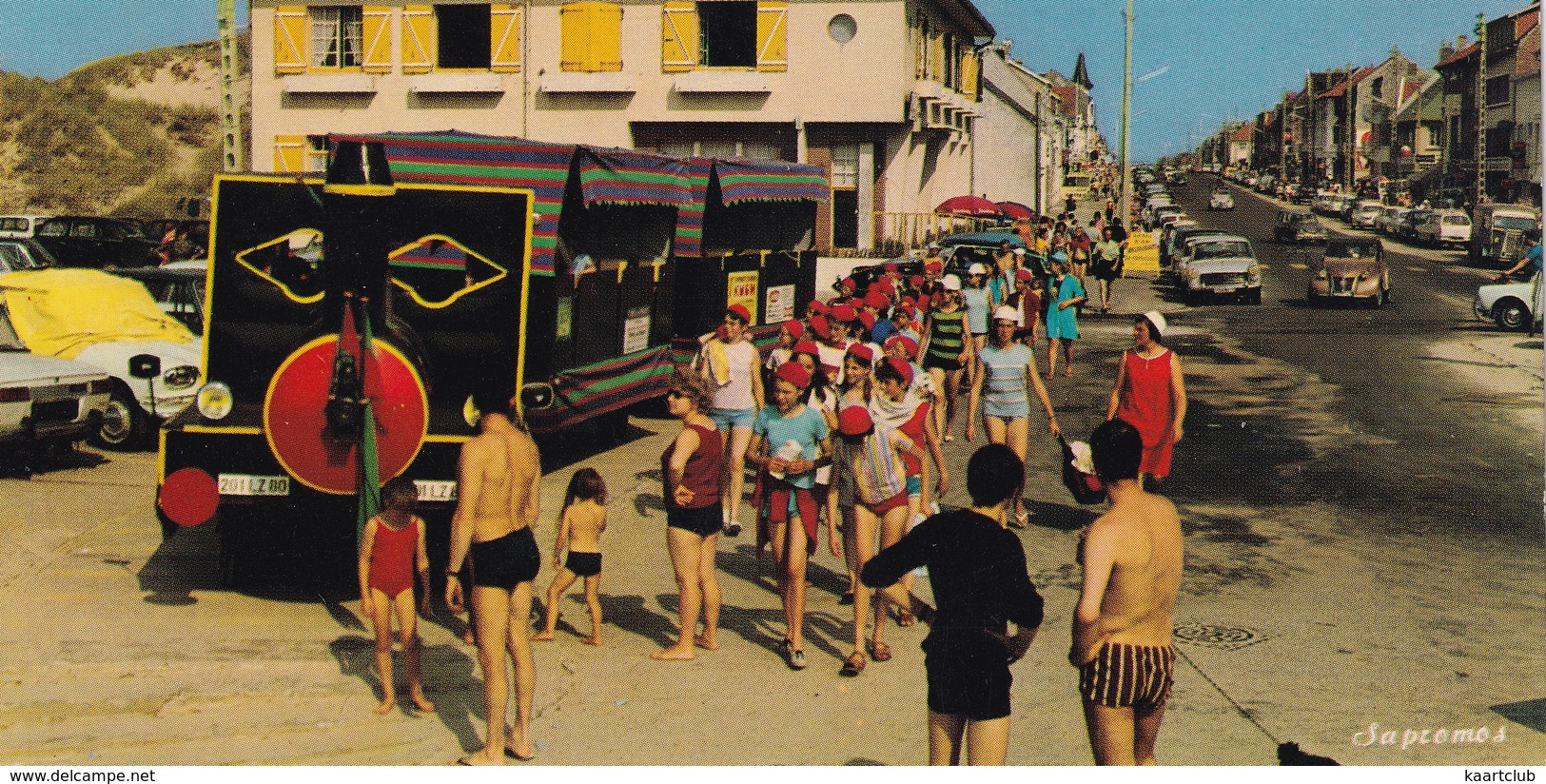 Fort-Mahon-Plage: RENAULT 8, CITROËN AMI, 2CV, TUBE HY, PEUGEOT 404, TOURIST TRAIN - Petit Train Et L'Avenue De La Plage - Toerisme