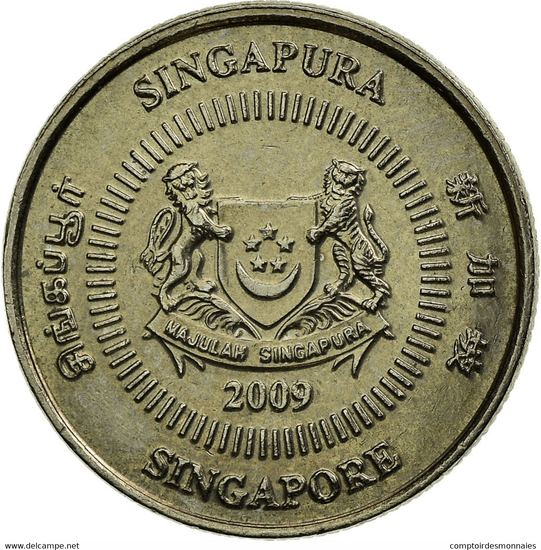 Monnaie, Singapour, 10 Cents, 2009, Singapore Mint, TTB, Copper-nickel, KM:100 - Singapore