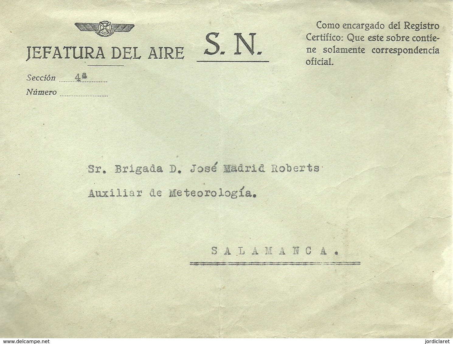 CARTA JEFATURA DEL AIRE - Franchigia Militare