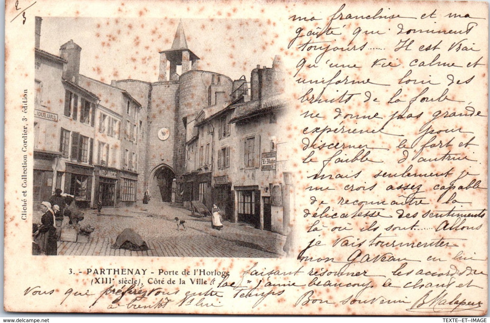 79 PARTHENAY - Porte De L'horloge, Côté De La Ville - Parthenay