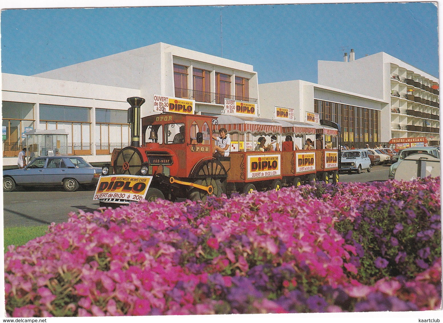 Saint-Jean-de-Monts: PEUGEOT 604, TOURIST TRAIN, 2x RENAULT 4 - Le Petit Train Et L'Esplanade - (85) - Toerisme