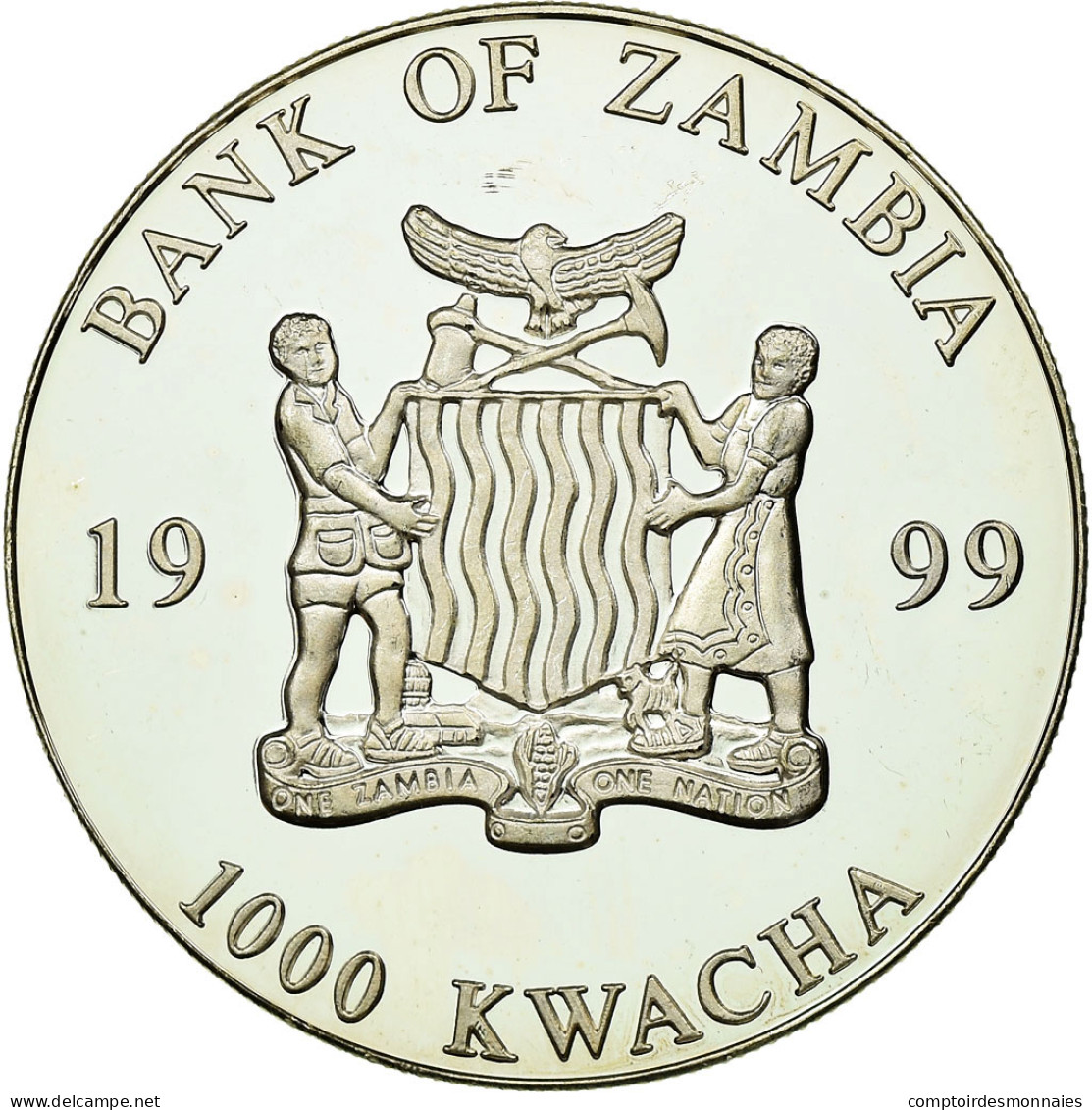 Monnaie, Zambie, 1000 Kwacha, 1999, British Royal Mint, FDC, Silver Plated - Zambia