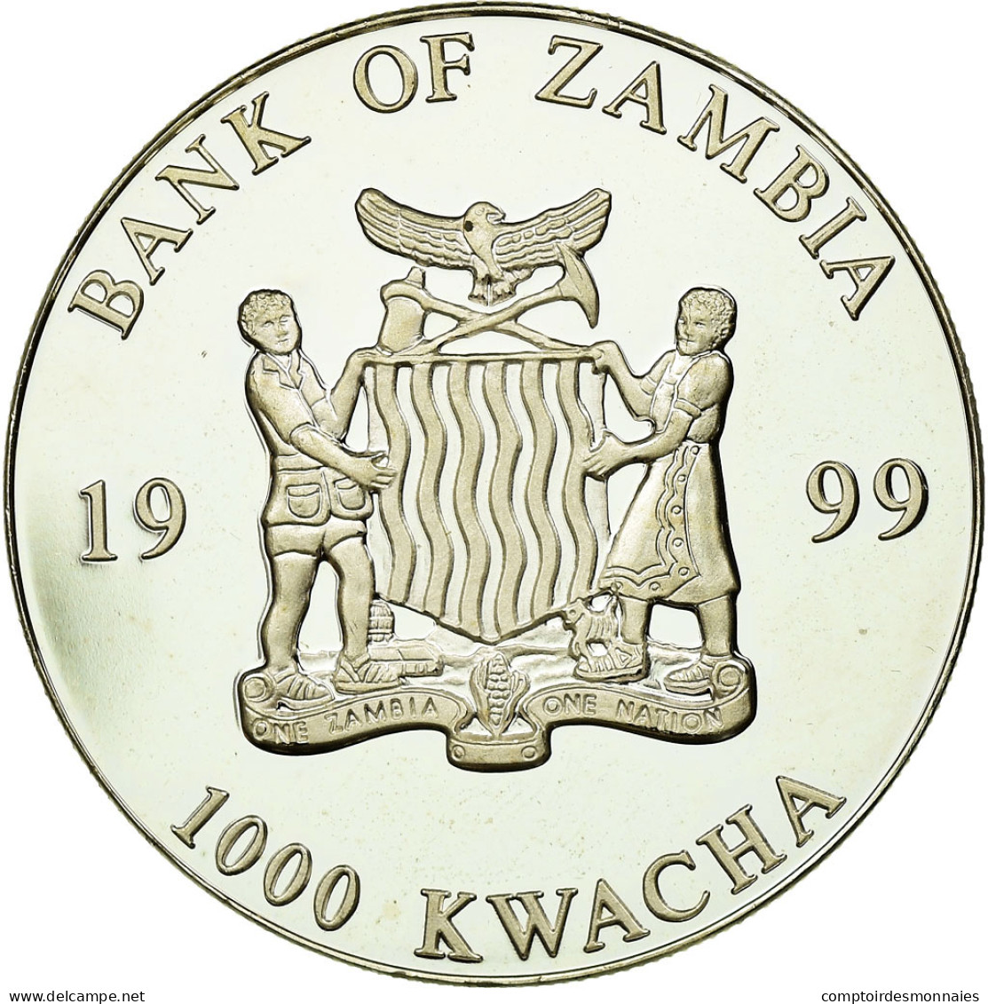 Monnaie, Zambie, 1000 Kwacha, 1999, British Royal Mint, TTB, Silver Plated - Zambia