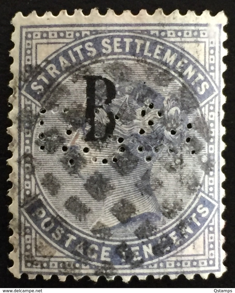 1883 British PO In Siam Bangkok Opt Straits Settlements QV 10c SG#21 CV£95 Q124 - Straits Settlements