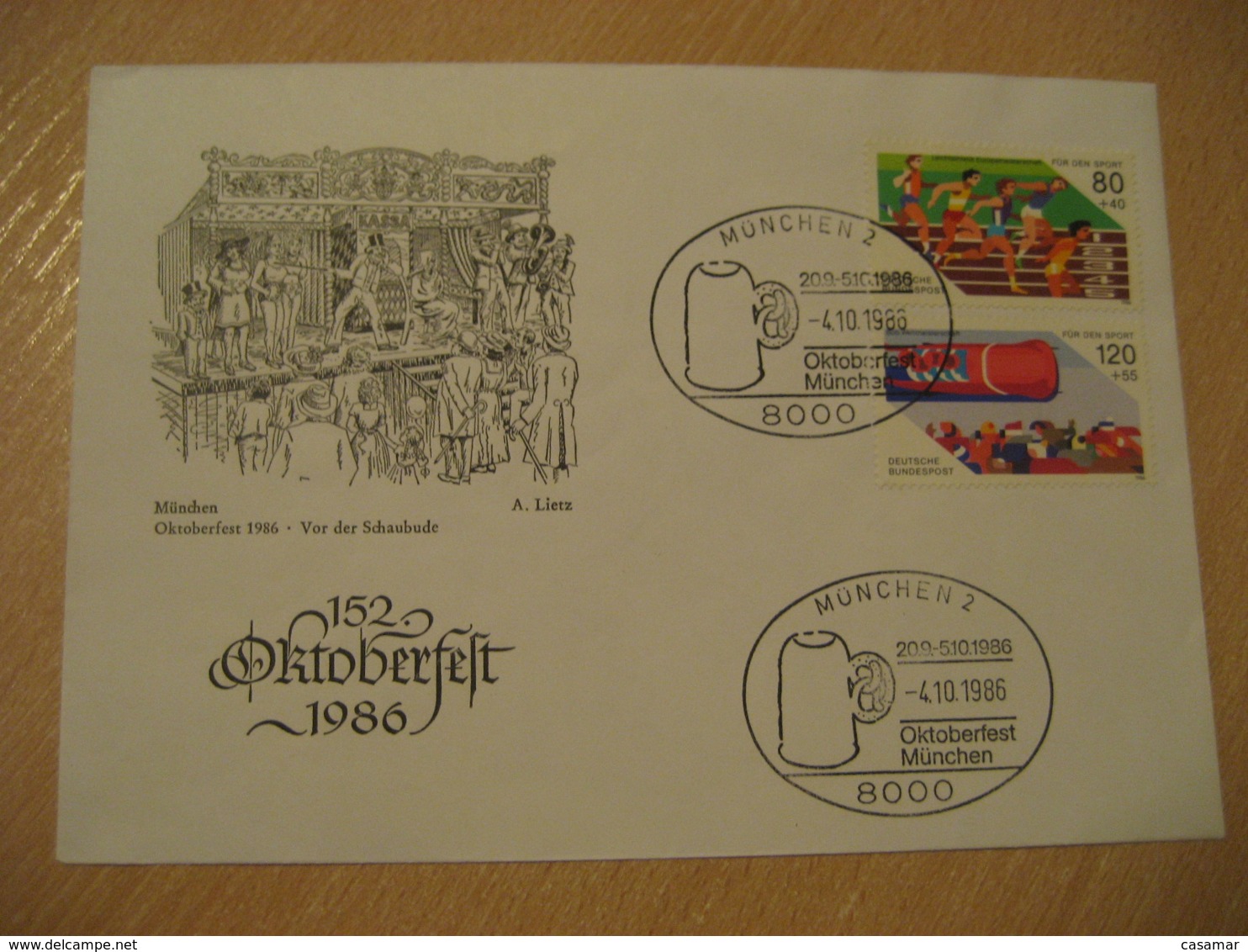 MUNCHEN 1986 OKTOBERFEST Cancel Cover GERMANY Bier Beer Pint Biere Cerveza Brewery - Bières