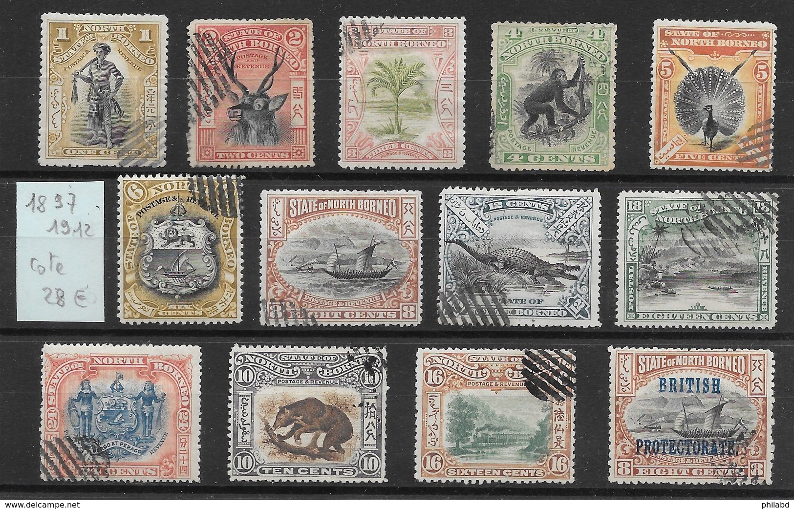 Bornéo Anciens Lot De 13 Tp 1897-1912 O - Borneo Del Nord (...-1963)