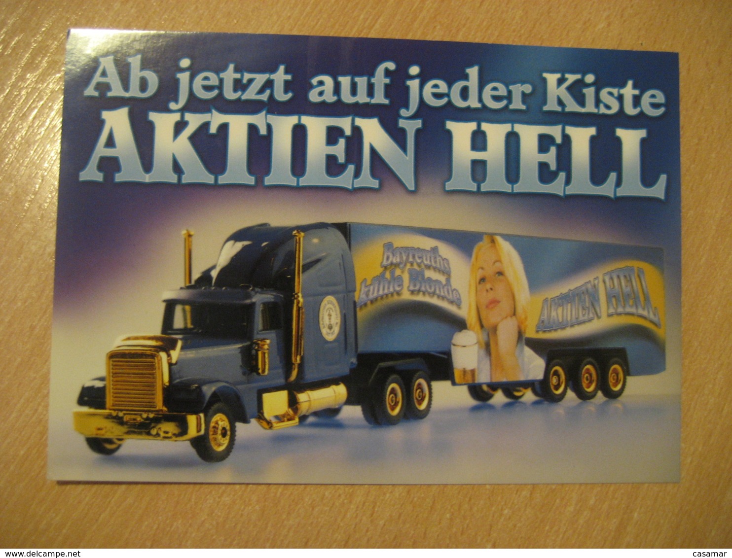 Aktien Hell Truck Post Card GERMANY Bier Beer Pint Biere Cerveza Brewery - Publicité