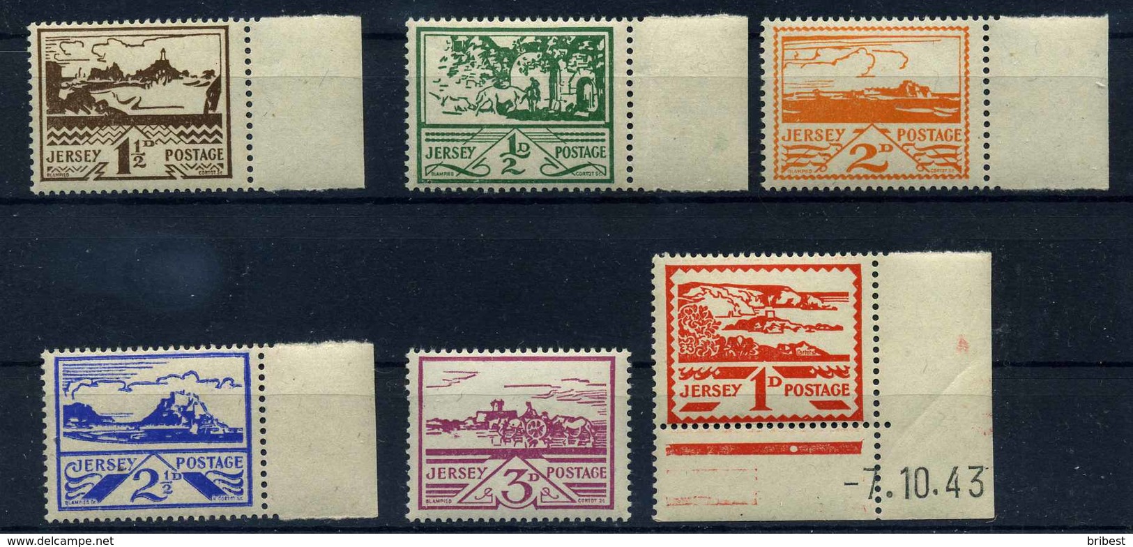 II. WK. JERSEY 1943 Nr 3-8 Postfrisch (113749) - Besetzungen 1938-45
