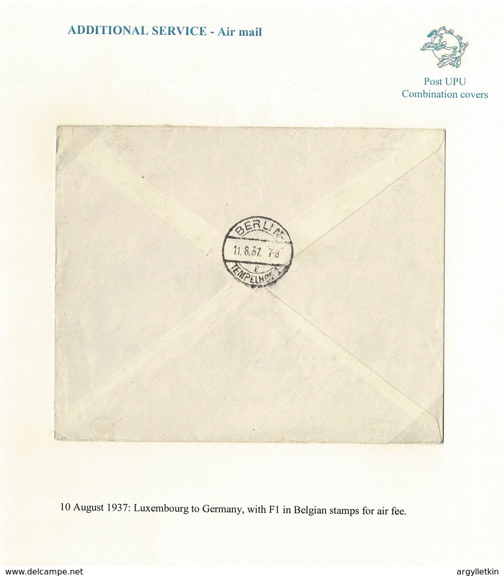 LUXEMBOURG BELGIUM COMBINATION COVER AIR 1937 GERMANY BERLIN - Covers & Documents