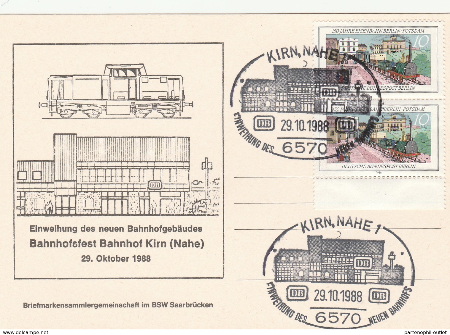 Cartolina - Postcard /   Viaggiata -   Sent . / Germania, Cartolina Con Annullo Speciale Kirn,Nahe 1 - Stazioni Con Treni