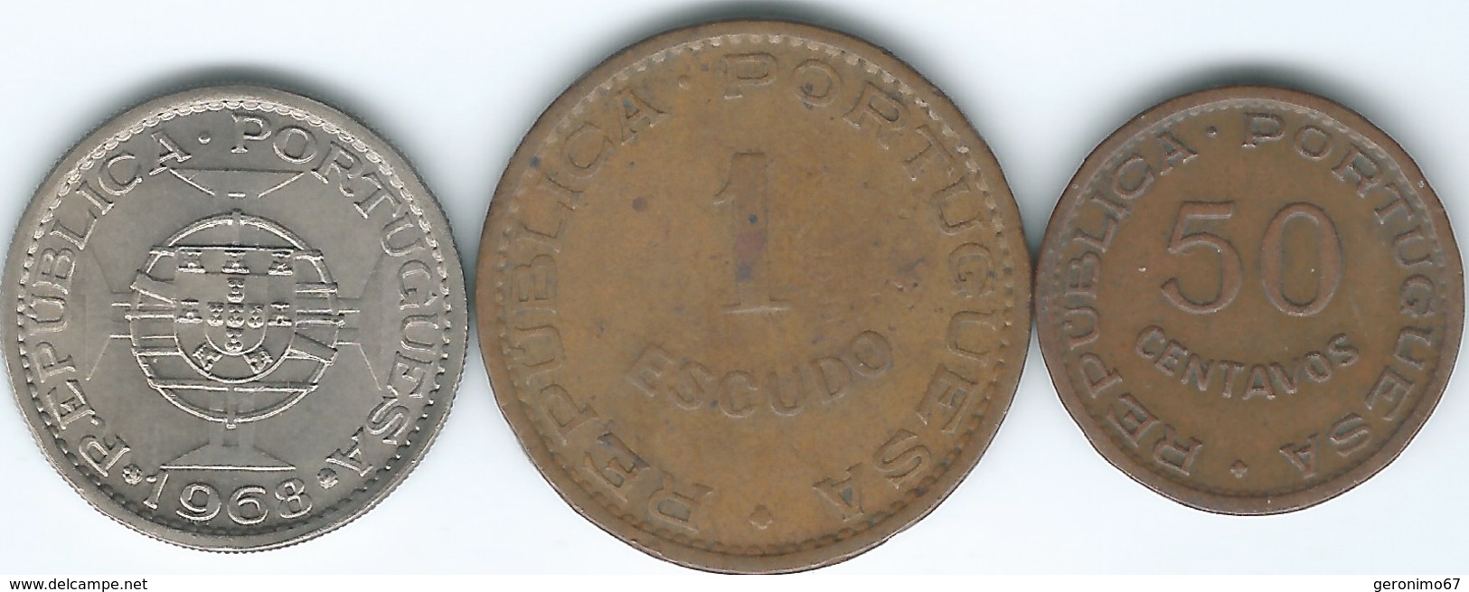 Cape Verde - Portuguese - 1968 - 50 Centavos (KM11) 1 Escudo (KM8) & 5 Escudos (KM12) - Cap Vert