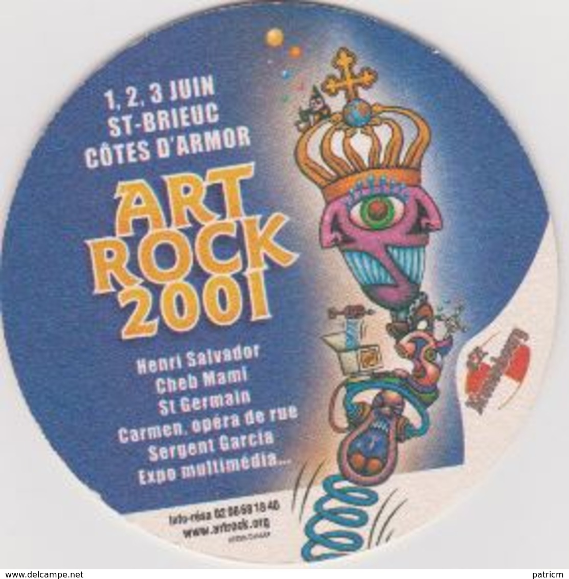 Sous Bock De Biere Commémoratif Art Rock 2001  ; Brasserie Kronenbourg 01/02/03/juin/2001 - Sous-bocks