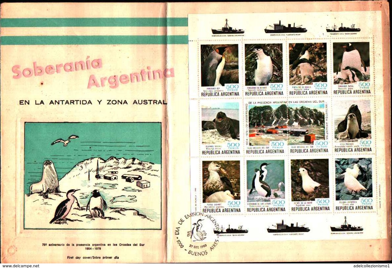 91687) ARGENTINA FDC DEL 1980 PINGUINI/Birds/Guarnizione/ANTARTICO/Animali/NATURA/animali Selva... - FDC