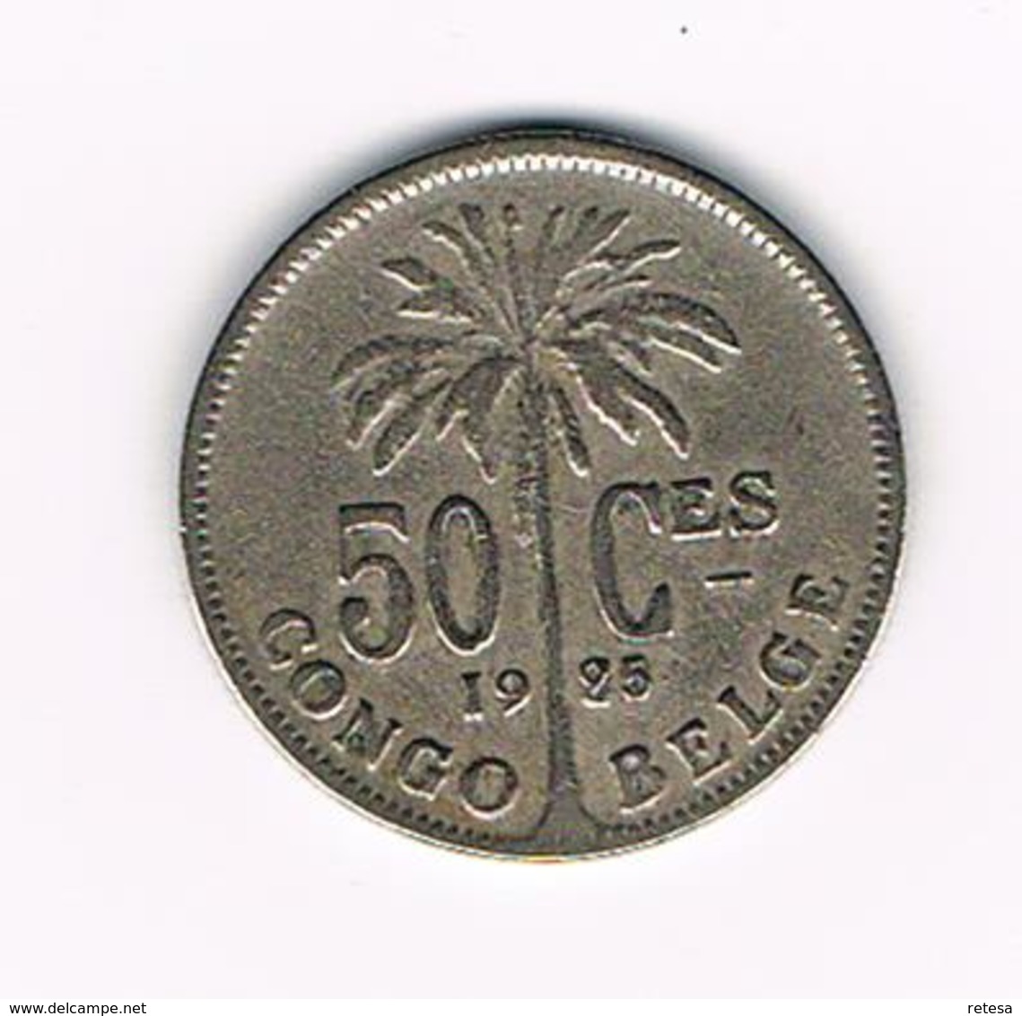 //   CONGO  BELGE  50 CENTIMES   ALBERT I   1925 - 1910-1934: Albert I