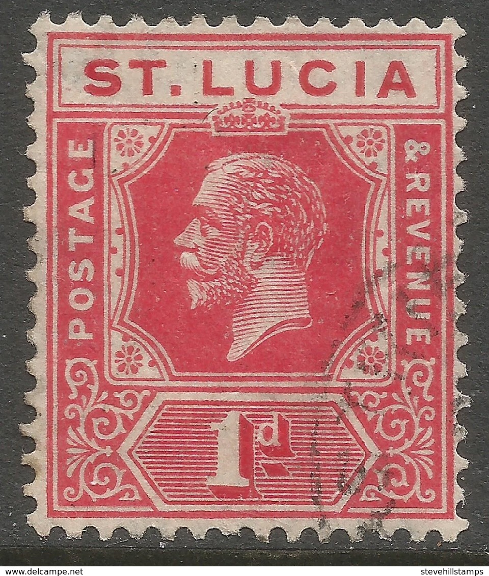 St Lucia. 1921-30 KGV. 1d Used. Mult Script CA W/M SG 92 - St.Lucia (...-1978)