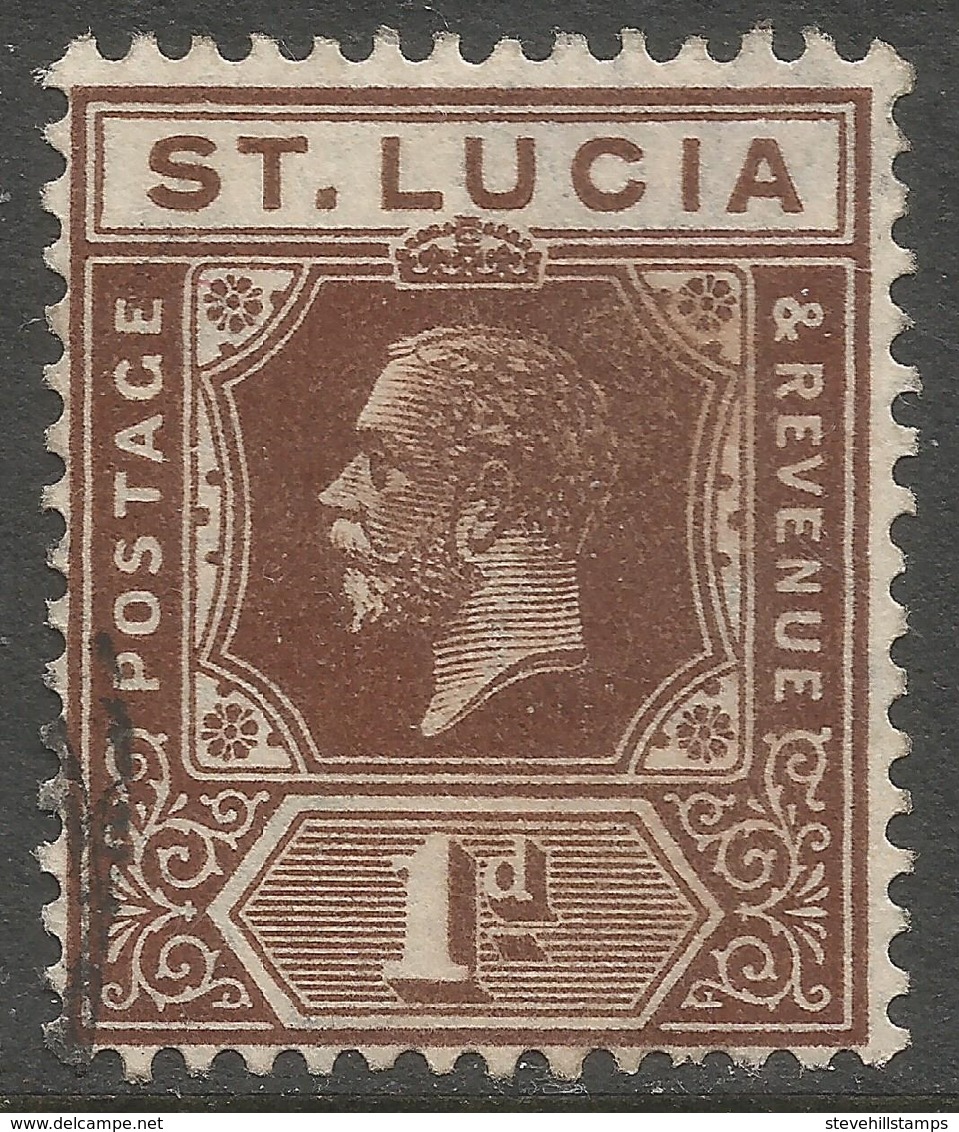 St Lucia. 1921-30 KGV. 1d Used. Mult Script CA W/M SG 93 - St.Lucia (...-1978)