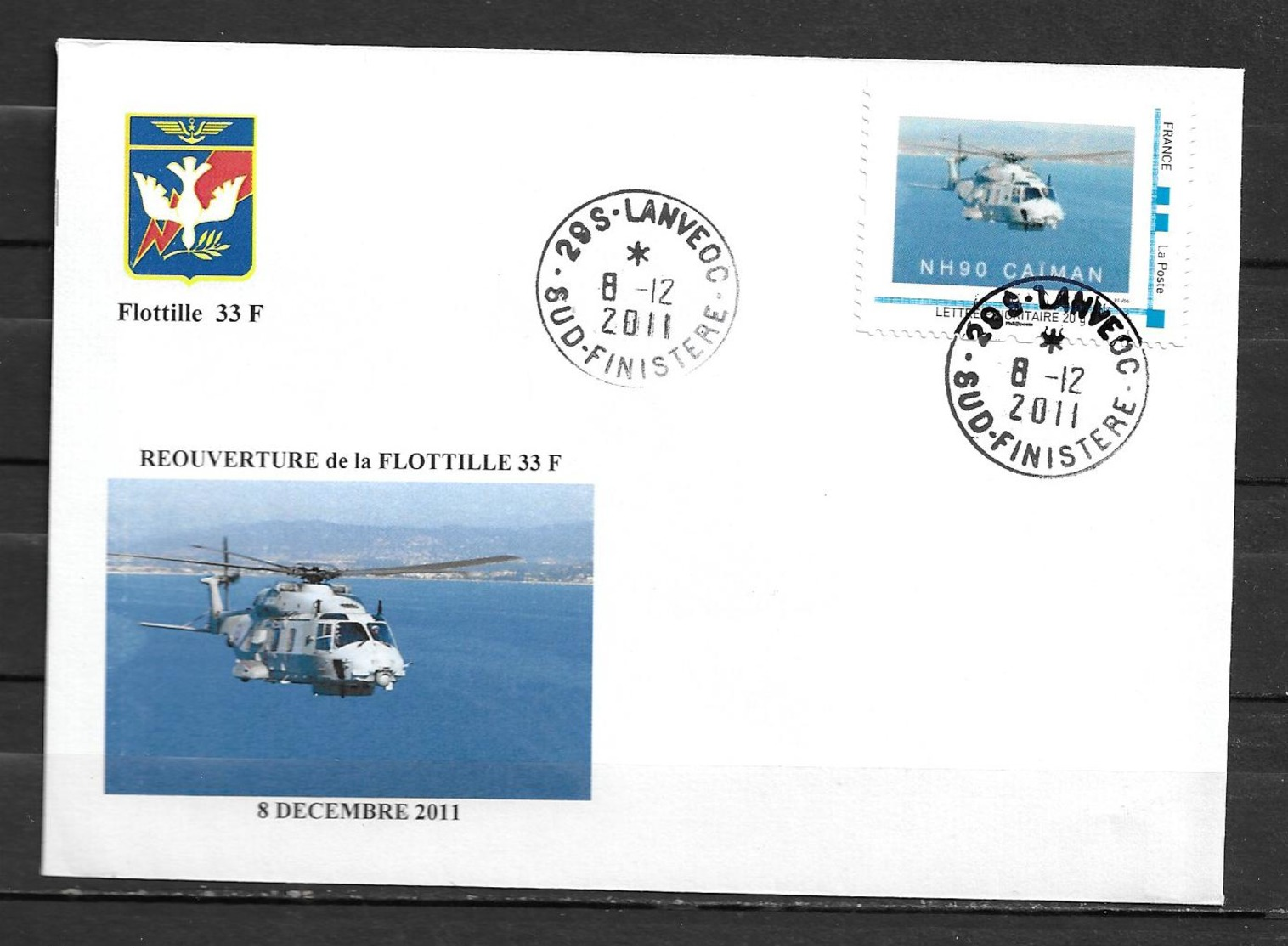 AERONAVALE - Réouverture De La Flottille 33F - Enveloppe Illustrée -TàD LANVEOC 08/12/11 Sur Montimbramoi - Poste Navale