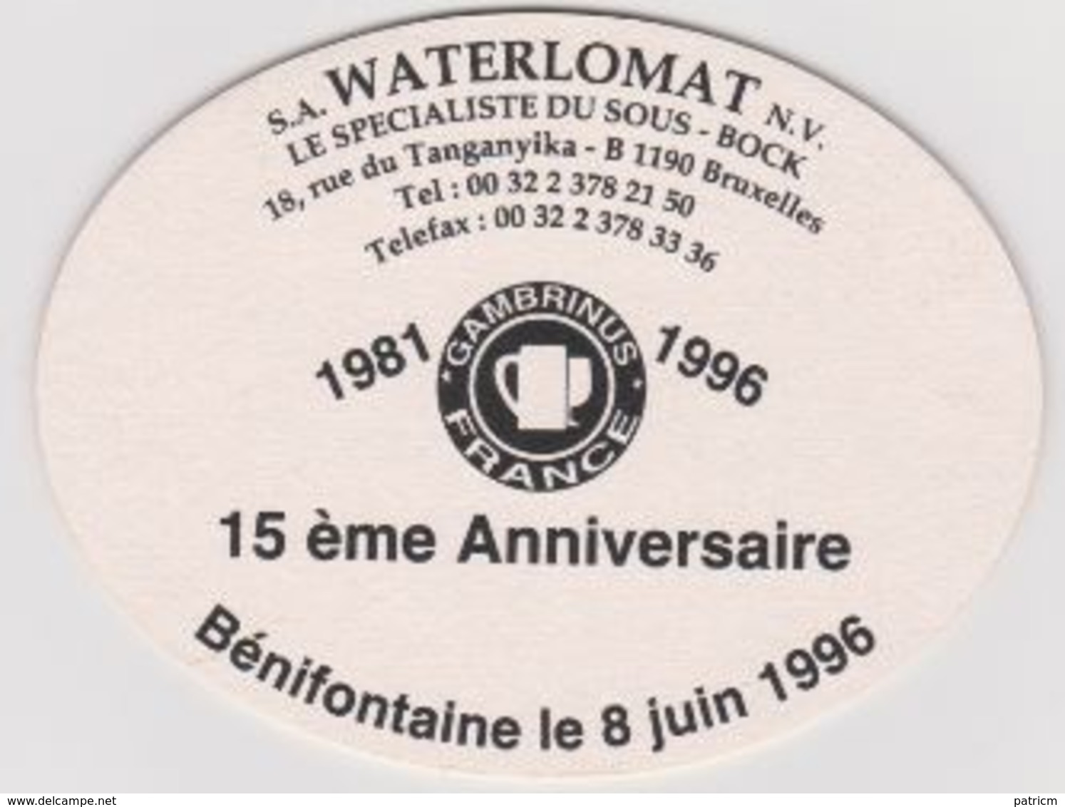 Sous Bock De Biere Commémoratif Gambrinus France   ; Brasserie Du CH'TI 1996 - Sous-bocks