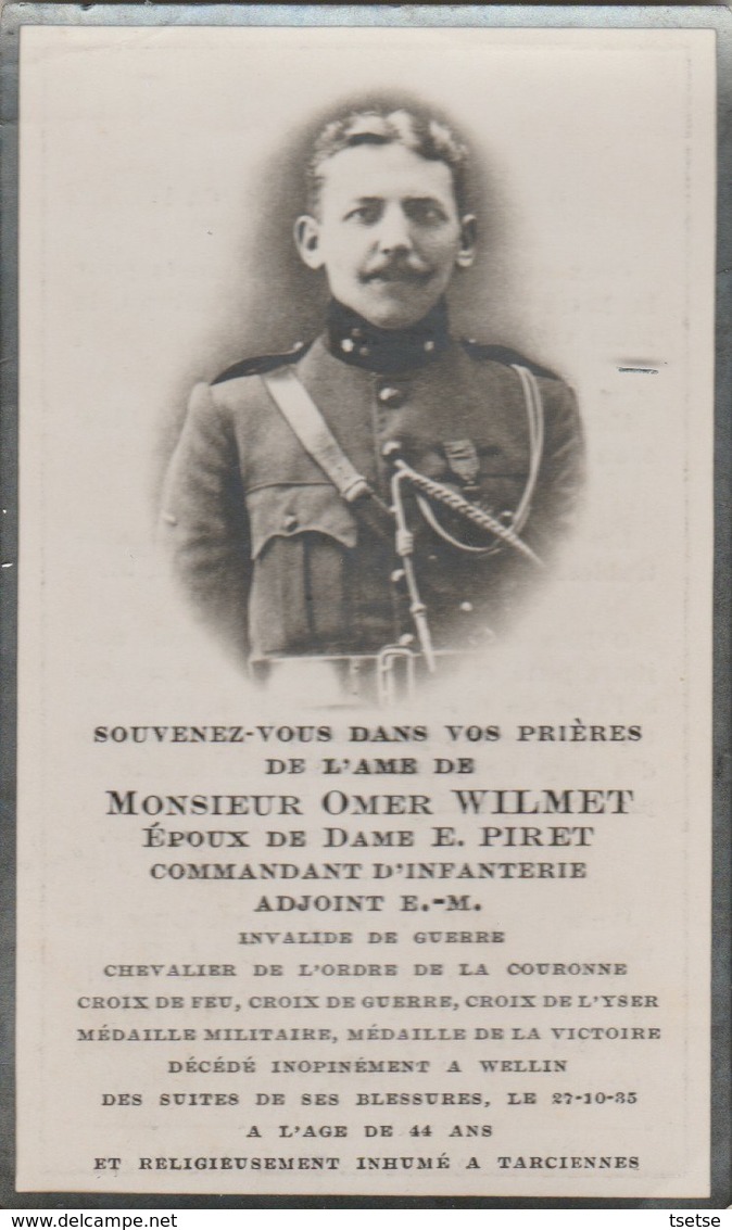 Soldat Belge ... Omer Wilmet , Commandant D'infanterie , Invalide De Guerre - Oorlog 1914-18