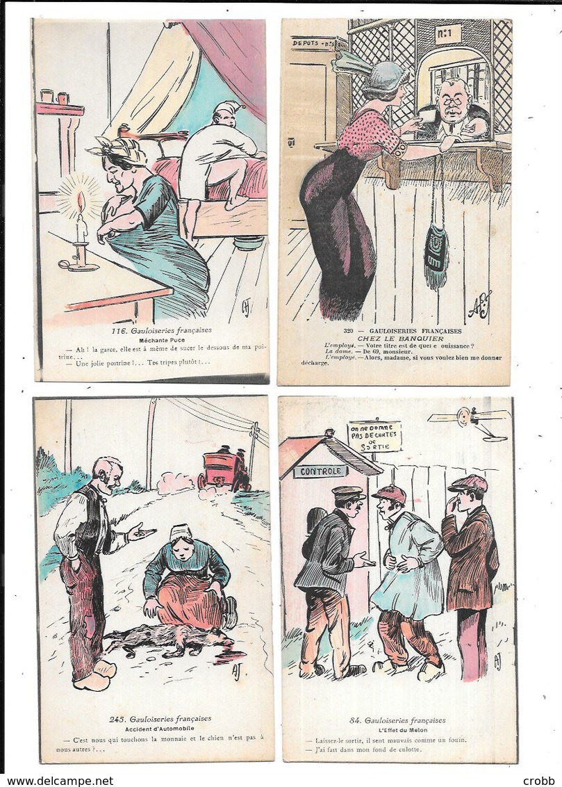 11150 - Lot De 10 CPA, Fantaisie, Humour : Gauloiseries Françaises, - Humour